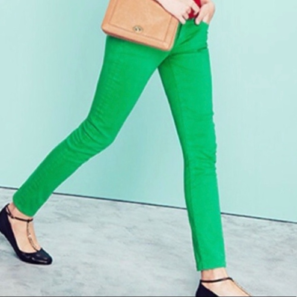 J.Crew Green Denim Matchstick Pants